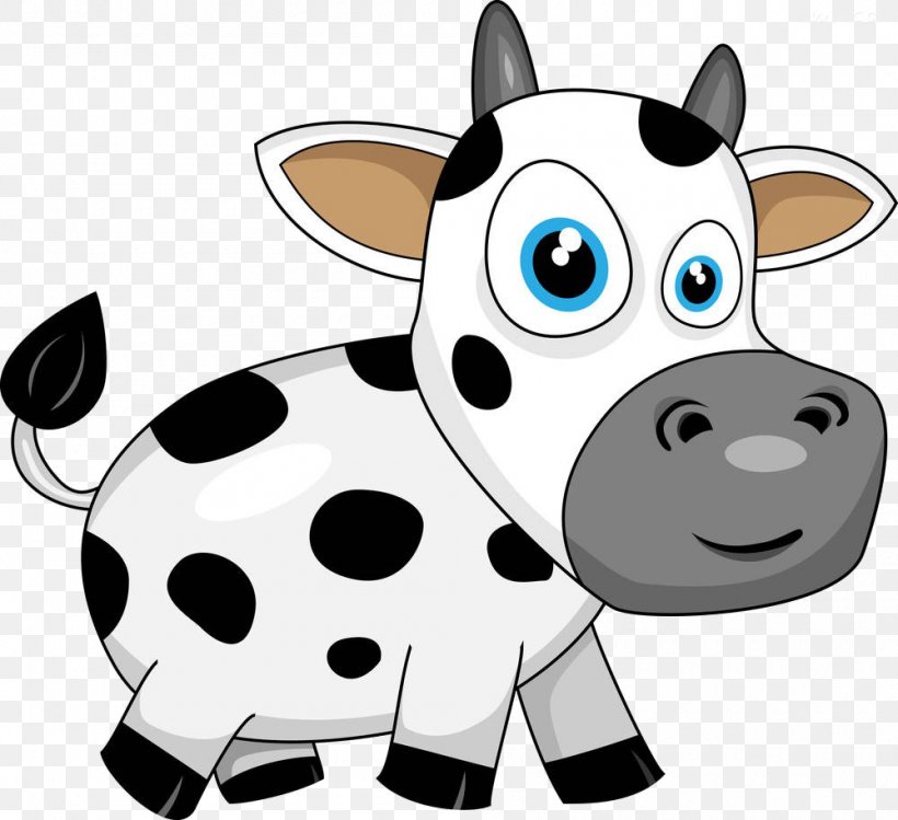 cartoon cow black and white