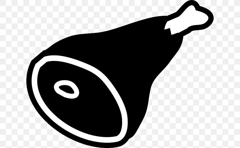 Ham Prosciutto Clip Art, PNG, 640x505px, Ham, Artwork, Black, Black And White, Chicken Meat Download Free