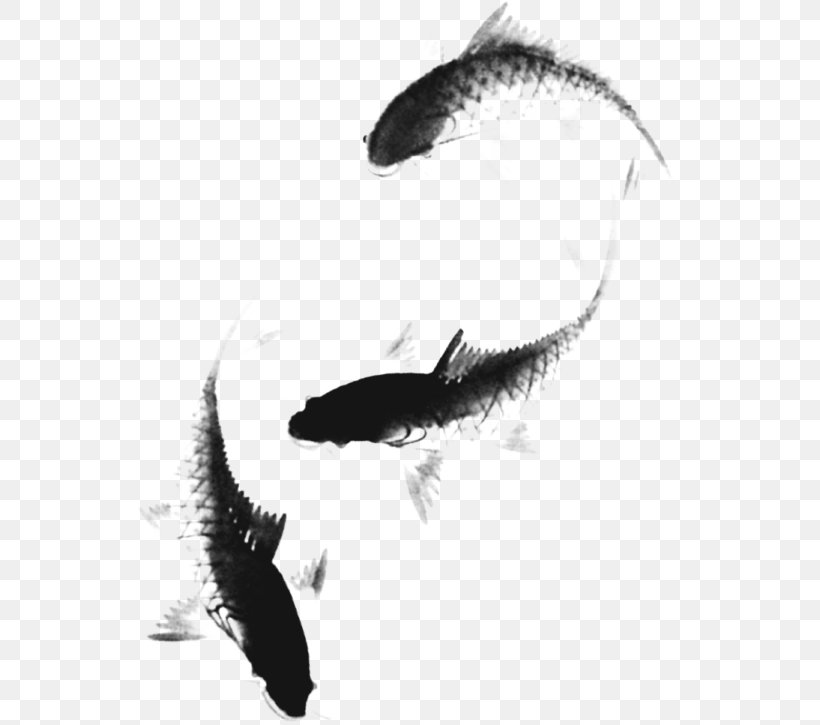 Chinese Painting Black And White, PNG, 544x725px, Chinese Painting, Black And White, Designer, Fauna, Fish Download Free
