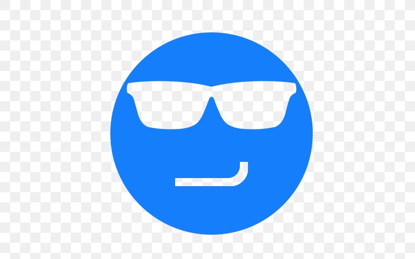 Eyewear Sunglasses Smiley Smirk, PNG, 512x512px, Eyewear, Area, Blue, Electric Blue, Emoticon Download Free