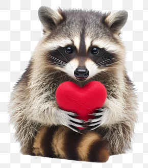 Valentine Raccoon - Cute Raccoon Holding A Heart PNG