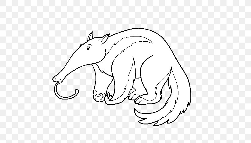 Anteater Vector Graphics Illustration Coloring Book Stock Photography, PNG, 600x470px, Anteater, African Elephant, Artwork, Black And White, Carnivoran Download Free