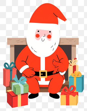 Cute Santa - Santa Claus With Gifts Illustration PNG