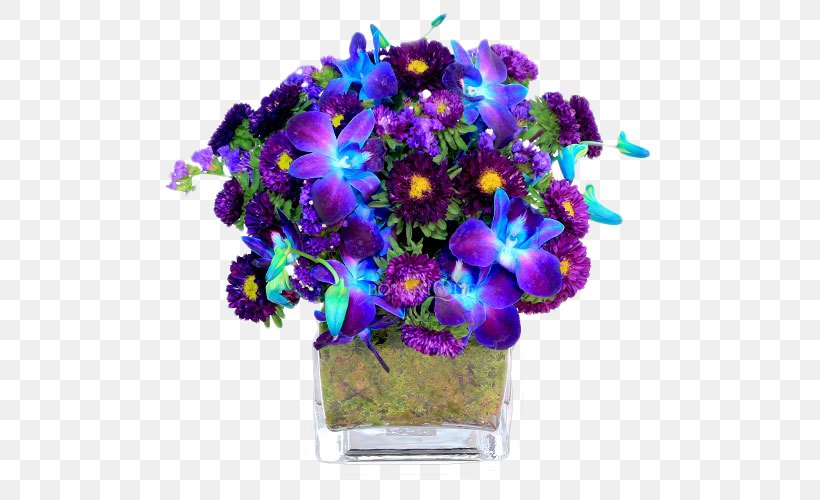 Flower Bouquet Cut Flowers Violet Orchids, PNG, 500x500px, Flower, Birthday, Blue, Cut Flowers, Dendrobium Download Free