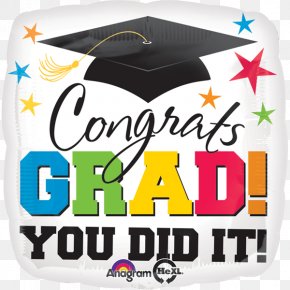 Congrats Grad - Graduation Ceremony Graduate University Party Mylar Balloon PNG