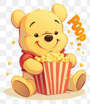 Winnie The Pooh - Bear With Popcorn Cartoon PNG