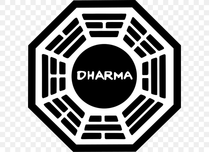 Dharma Initiative Desmond Hume John Locke Shannon Rutherford Logo, PNG, 600x599px, Dharma Initiative, Area, Black, Black And White, Brand Download Free