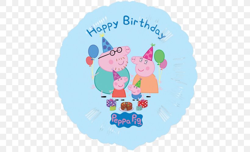 Birthday Cake Balloon George Pig Party, PNG, 500x500px, Birthday, Anniversary, Area, Art, Balloon Download Free