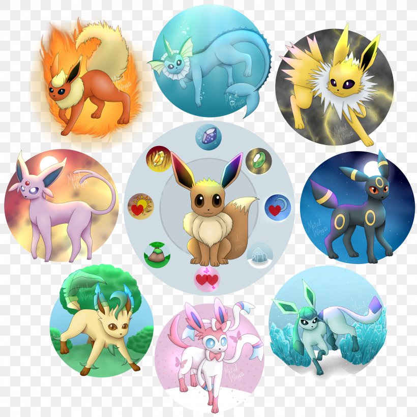Eevee Umbreon Espeon Pikachu Pokémon, PNG, 3000x3000px, Eevee, Easter, Espeon, Evolutionary Line Of Eevee, Flareon Download Free