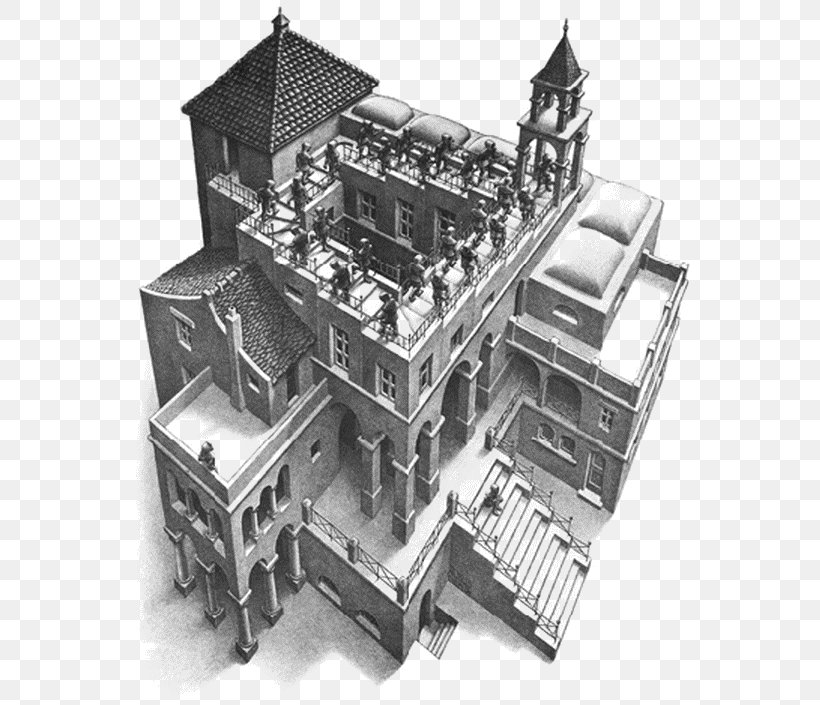 Ascending And Descending Waterfall The Graphic Work M. C. Escher ® The Magic Of M.C. Escher, PNG, 581x705px, Ascending And Descending, Art, Artist, Black And White, Bridget Riley Download Free