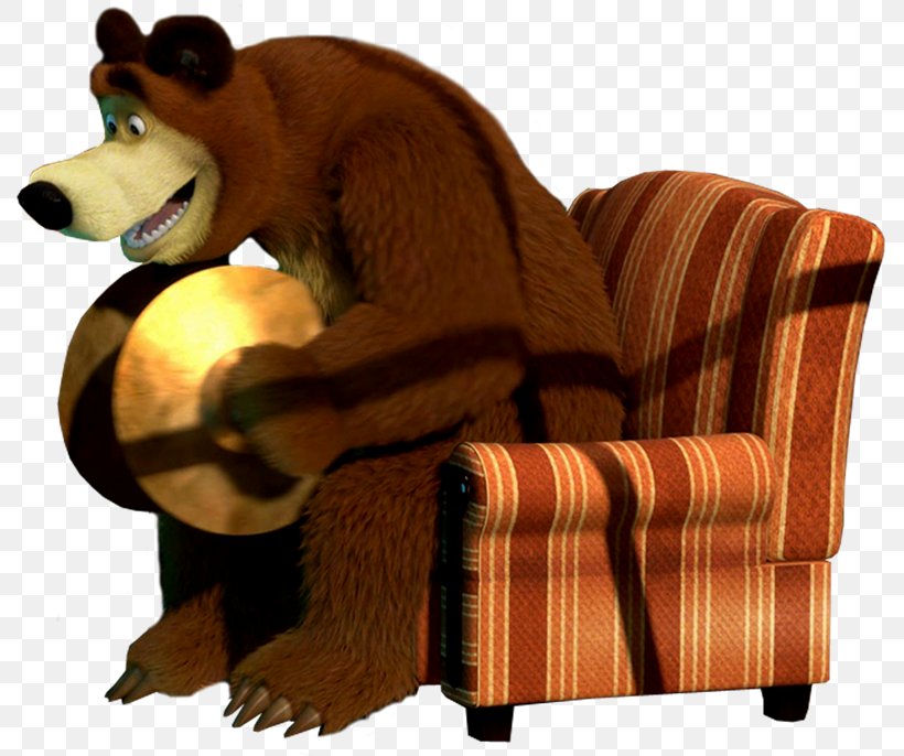 Bear Masha Animation Clip Art, PNG, 800x686px, Bear, Animation, Canidae, Carnivoran, Chair Download Free