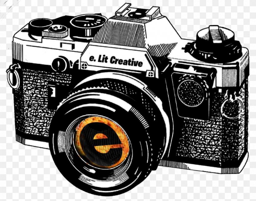 Digital SLR Photographic Film Camera Photography Drawing, PNG, 1000x789px, Digital Slr, Art, Black And White, Boombox, Brand Download Free
