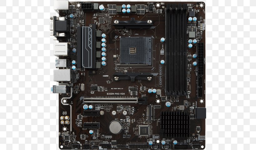 Socket AM4 MSI B350M PRO-VDH MicroATX Motherboard DDR4 SDRAM, PNG, 600x480px, Socket Am4, Atx, Central Processing Unit, Computer Component, Computer Hardware Download Free