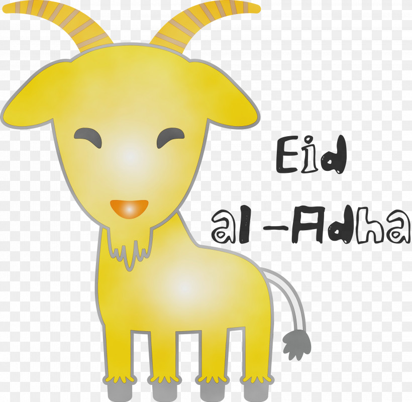 Goat Giraffids Sheep Cartoon Yellow, PNG, 3000x2929px, Eid Al Adha, Animal Figurine, Cartoon, Giraffids, Goat Download Free