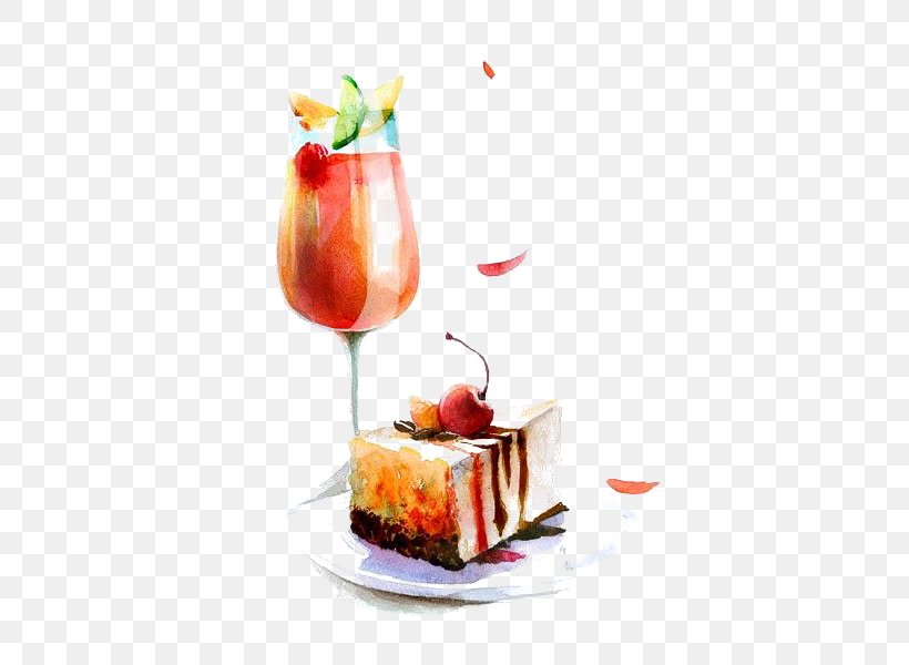 Watercolor Painting Food Drawing Illustration, PNG, 422x600px, Watercolor Painting, Aquarelldruck, Art, Cocktail Garnish, Dessert Download Free