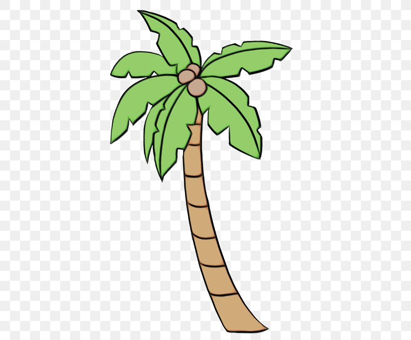 Palm Tree, PNG, 680x678px, Watercolor, Cartoon, Green, Leaf, Paint Download Free