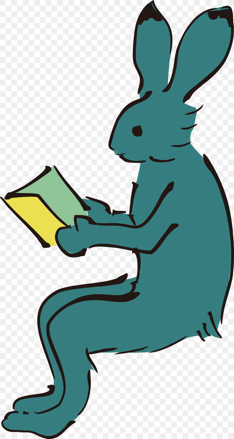 Reading Book Rabbit, PNG, 1596x3000px, Reading, Animal Figurine, Book, Cartoon, Green Download Free