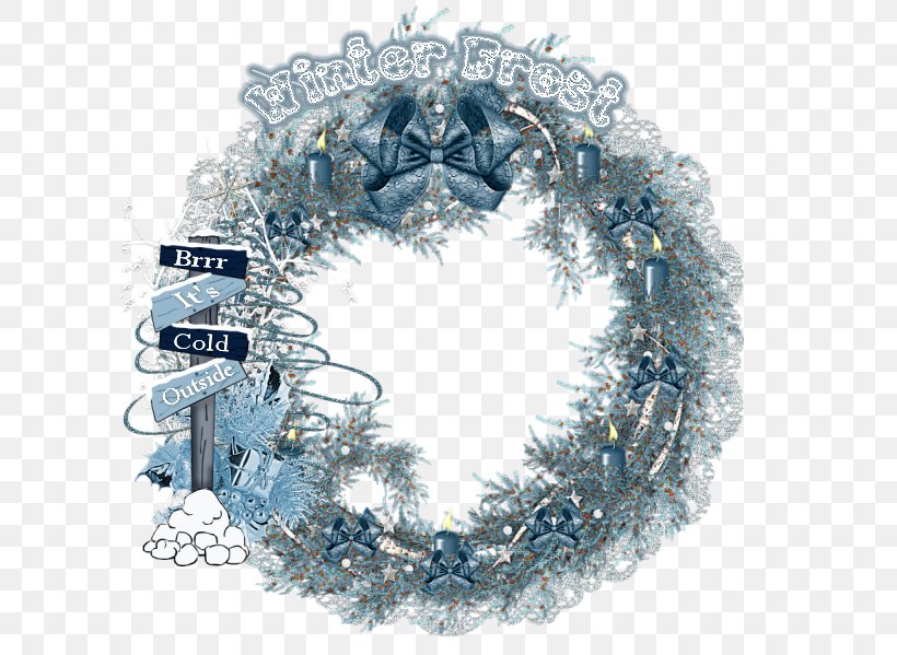 Winter Cluster Wreath Christmas, PNG, 600x599px, Winter Cluster, Blue, Christmas, Decor, Frost Download Free