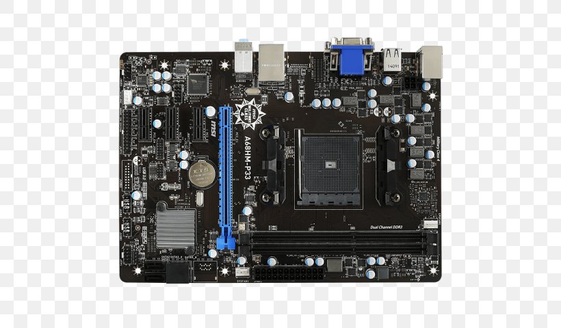 Motherboard MSI A68HM-P33 V2 Socket FM2+ MicroATX, PNG, 600x480px, Motherboard, Atx, Central Processing Unit, Computer Component, Computer Hardware Download Free