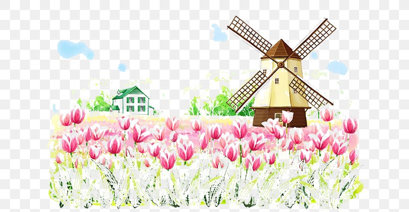 Paper Windmill Tulip Landscape Wallpaper, PNG, 650x426px, Paper, Cut Flowers, Flora, Floral Design, Floristry Download Free