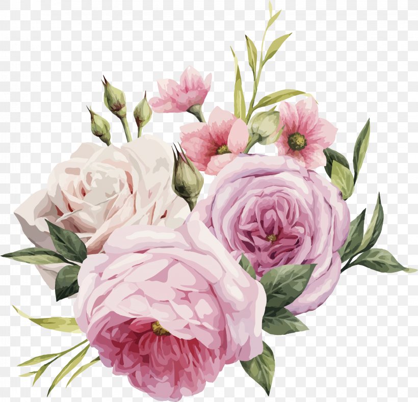 Watercolor Painting Rose Pink Flowers Vector Graphics, PNG, 3265x3142px, Watercolor Painting, Botany, Bouquet, Chinese Peony, Common Peony Download Free