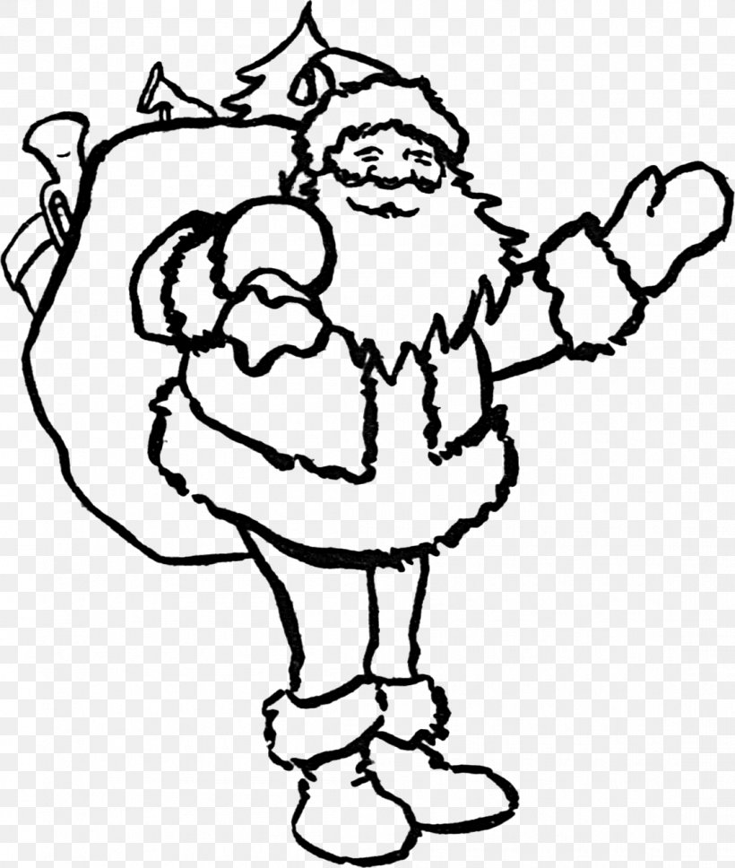 Santa Claus Christmas Coloring Book Place Mats Clip Art, PNG, 1105x1305px, Santa Claus, Area, Art, Black And White, Cartoon Download Free
