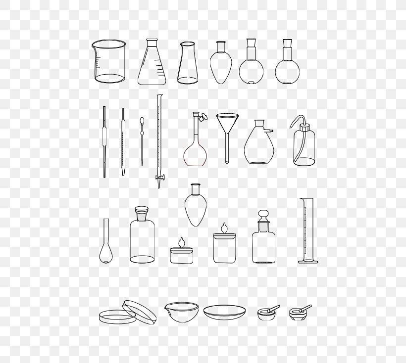 Laboratory Glassware Chemistry Drawing Echipament De Laborator, PNG, 576x734px, Laboratory Glassware, Area, Beaker, Black And White, Chemical Substance Download Free