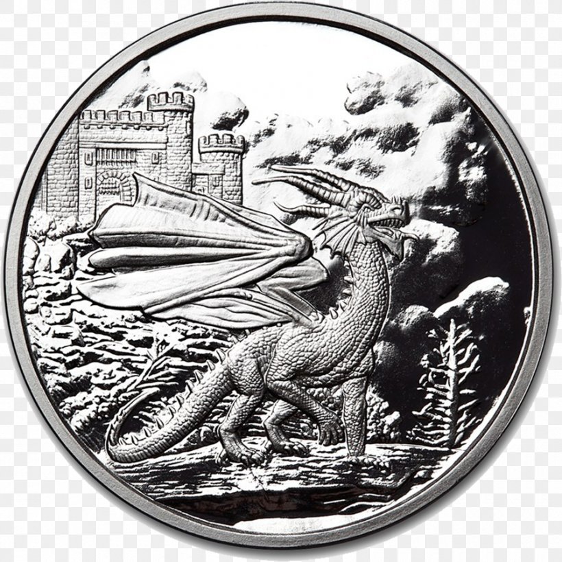 Coin Merlijn Welsh Dragon King Arthur Welsh People, PNG, 900x901px, Coin, Black And White, Bullion, Celts, Currency Download Free