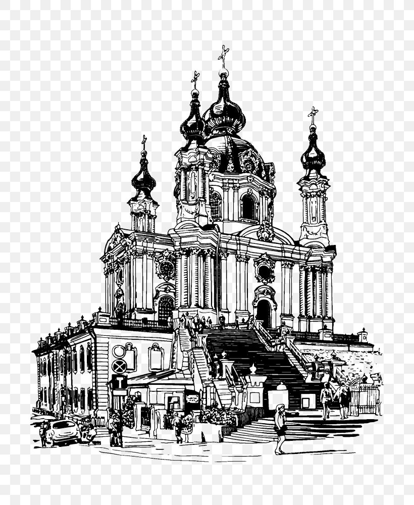 Kiev Drawing Eastern Orthodox Church Illustration, PNG, 772x1000px, Kiev, Andrew, Art, Black And White, Building Download Free