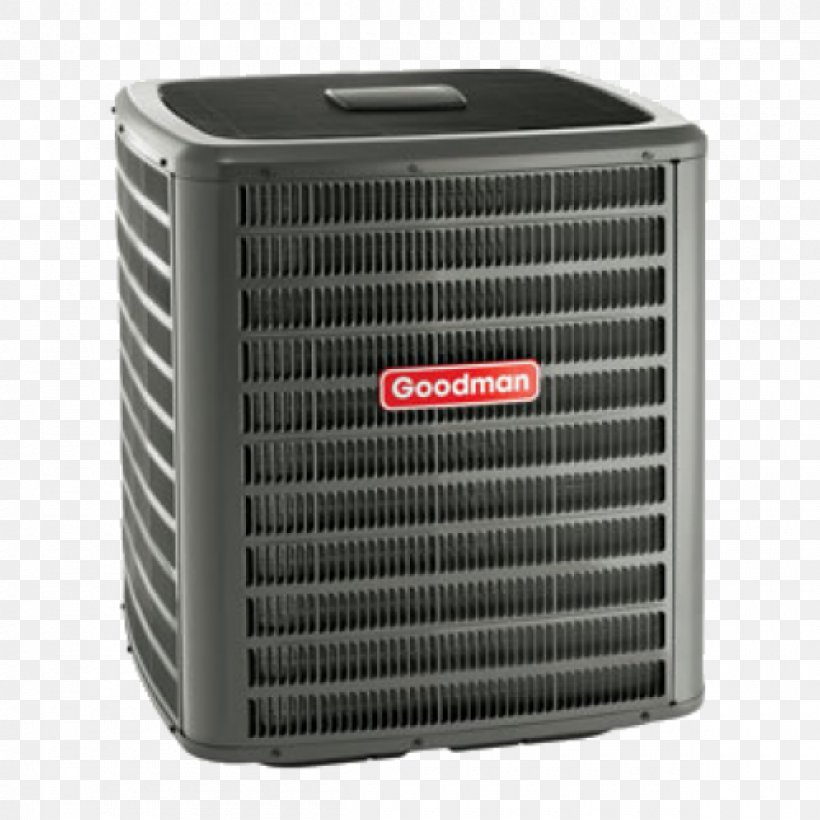 Heat Pump Goodman Manufacturing Air Conditioning Seasonal Energy Efficiency Ratio HVAC, PNG, 1200x1200px, Heat Pump, Air Conditioning, Air Source Heat Pumps, Condenser, Geothermal Heat Pump Download Free