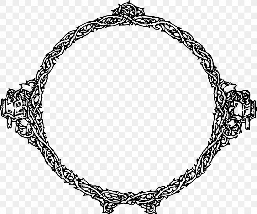 Borders And Frames Crown Of Thorns Picture Frames Thorns, Spines, And Prickles Clip Art, PNG, 2400x1994px, Borders And Frames, Black And White, Body Jewelry, Bracelet, Chain Download Free