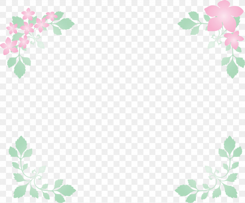 Corner Frame, PNG, 3000x2492px, Corner Frame, Green, Leaf, Pink, Plant Download Free