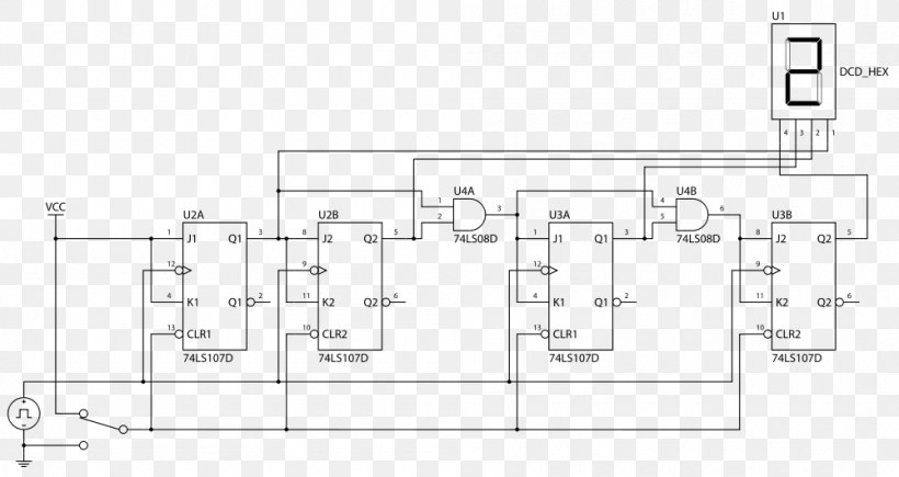 Circuit Diagram Counter 4-bit Electrical Network, PNG, 1000x531px, Watercolor, Cartoon, Flower, Frame, Heart Download Free