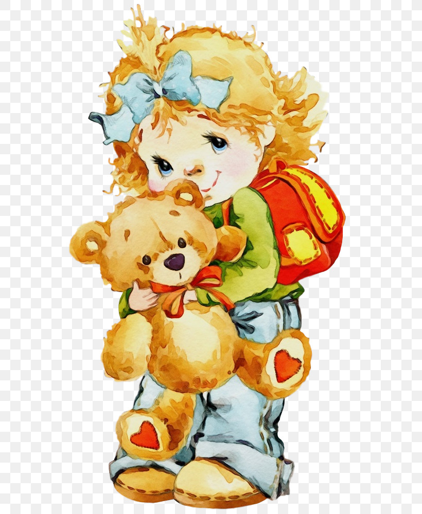 Teddy Bear, PNG, 686x1000px, Watercolor Girl, Cartoon, Cute, Little Girl, Paint Download Free