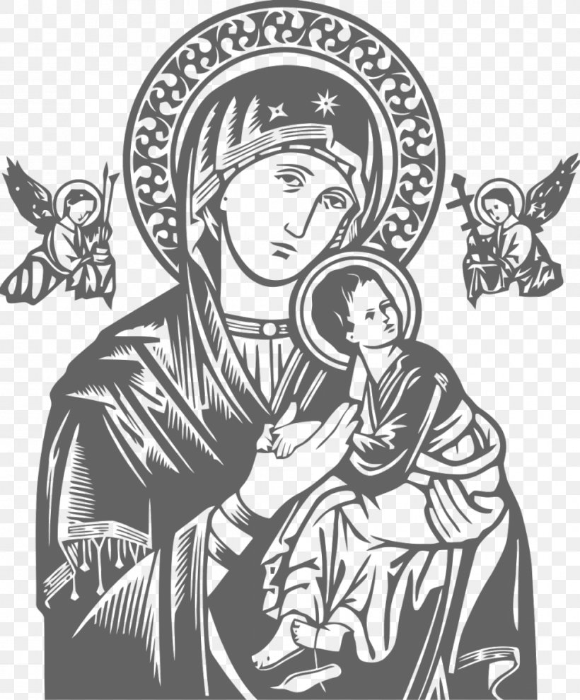 Our Lady Of Perpetual Help Vector Graphics Clip Art Our Lady Of Fátima Black And White, PNG, 993x1200px, Our Lady Of Perpetual Help, Art, Artwork, Black And White, Christian Art Download Free
