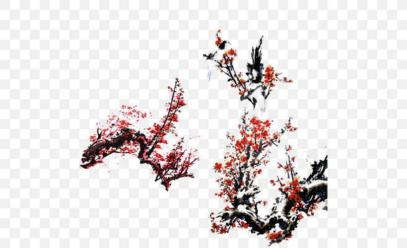 Plum Blossom, PNG, 500x500px, Plum Blossom, Blossom, Branch, Cherry Blossom, Chinese Painting Download Free