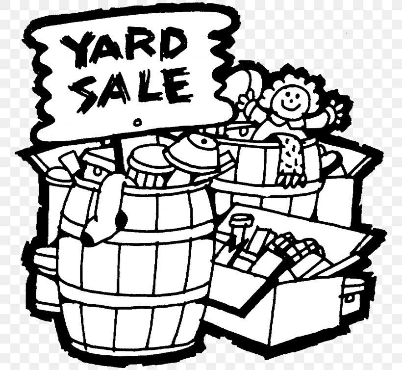 Garage Sale Sales Coloring Book Church Sale, PNG, 768x754px, Garage Sale, Area, Art, Auction, Black And White Download Free