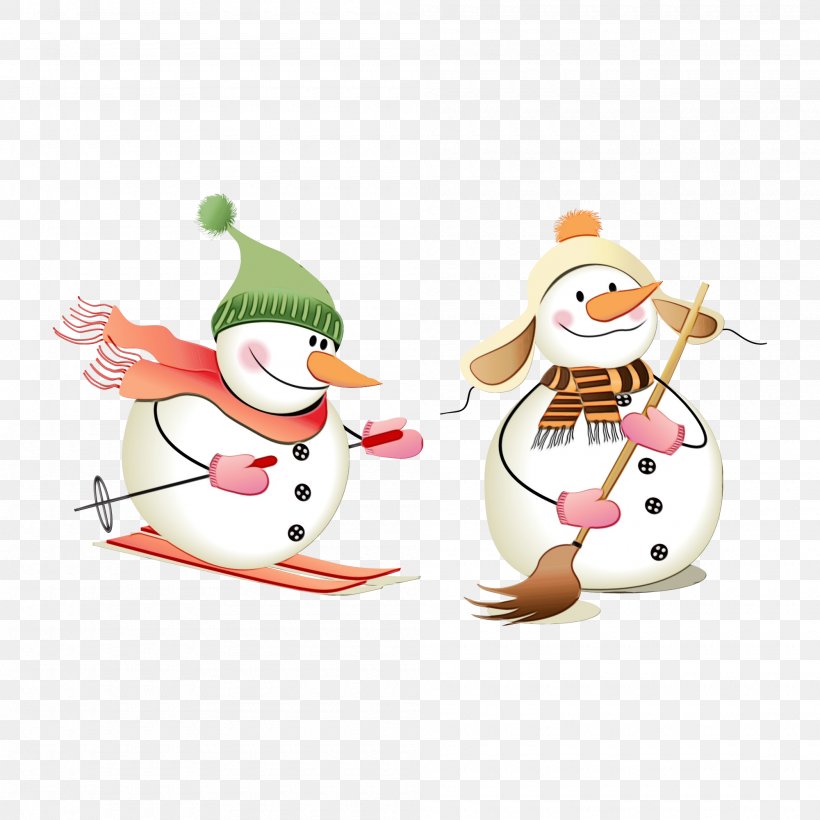 Snowman, PNG, 2000x2000px, Watercolor, Cartoon, Fictional Character, Paint, Snowman Download Free