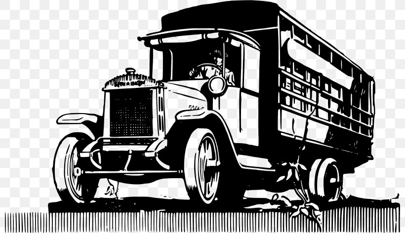 Vintage Car Truck Drawing Clip Art, PNG, 800x472px, Car, Antique Car, Automotive Design, Black And White, Brand Download Free