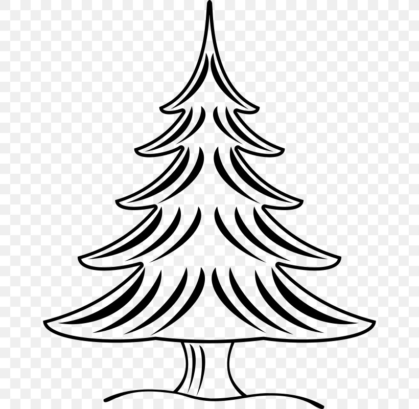 Christmas Tree Line Drawing, PNG, 652x800px, Christmas Day, American Larch, Blackandwhite, Branch, Christmas Download Free