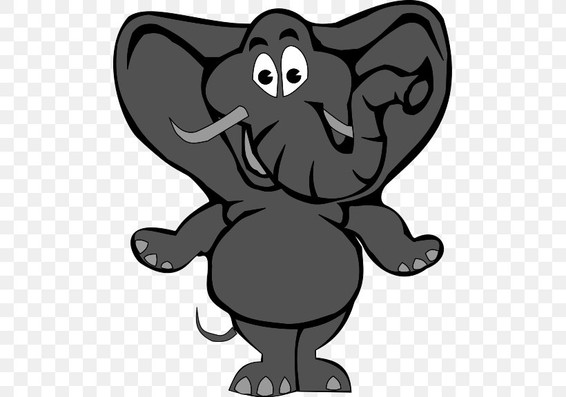 Elephant Clip Art, PNG, 491x576px, Elephant, Black, Black And White, Carnivoran, Cartoon Download Free