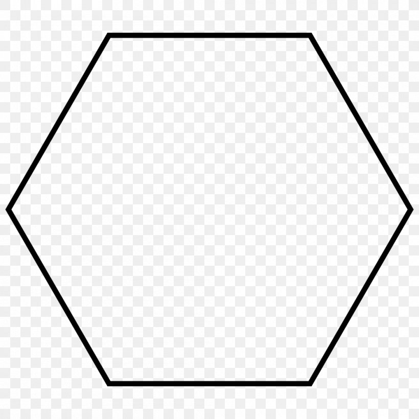 Hexagon Regular Polygon Internal Angle Geometry, PNG, 1000x1000px, Hexagon, Area, Black, Black And White, Cyclohexane Download Free