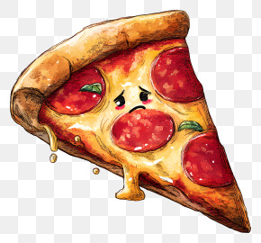 Pepperoni Pizza - Sad Pizza Slice Illustration PNG