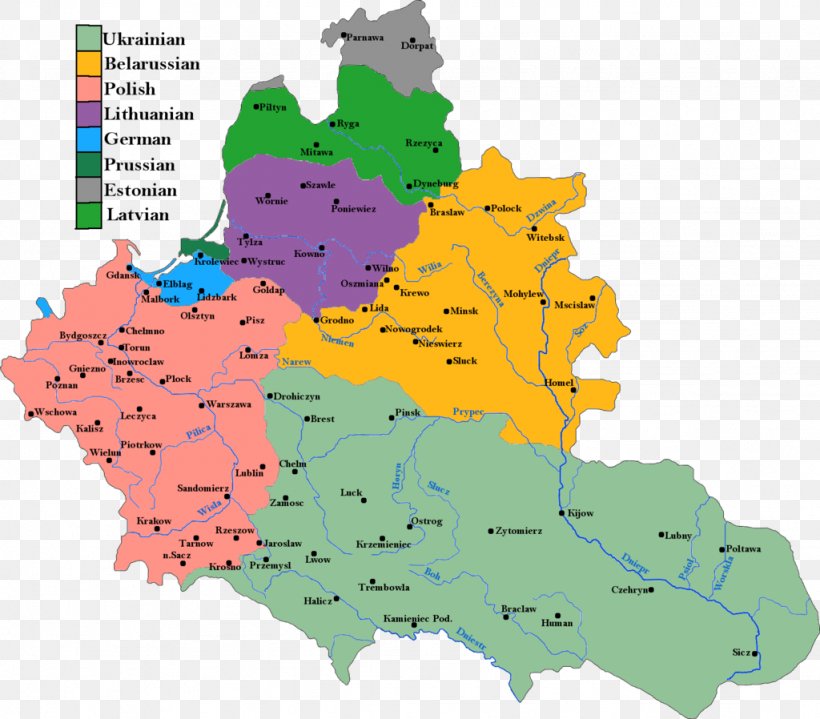 Polish–Lithuanian Commonwealth Map Second Polish Republic, PNG, 1024x898px, Lithuania, Area, Ecoregion, Language, Latvian Download Free