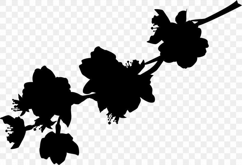 Clip Art Desktop Wallpaper Flower Silhouette Computer, PNG, 2677x1830px, Flower, Black M, Blackandwhite, Branch, Branching Download Free