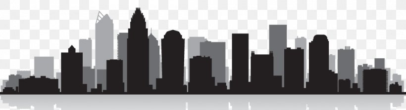 Charlotte Skyline Vector Graphics Royalty-free Clip Art Illustration, PNG, 1100x300px, Royaltyfree, Black And White, Building, Charlotte, City Download Free