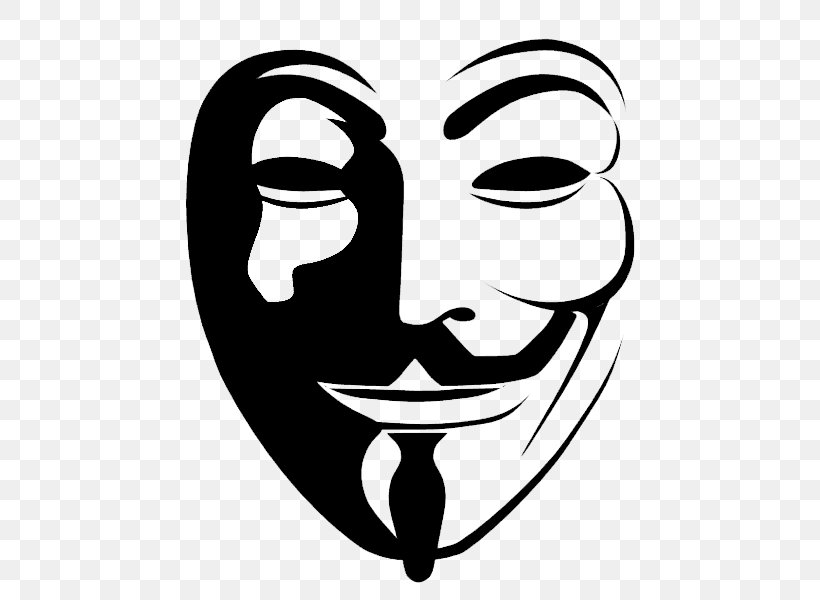 Anonymous Guy Fawkes Mask Clip Art, PNG, 600x600px, Anonymous, Art, Artwork, Autocad Dxf, Black And White Download Free