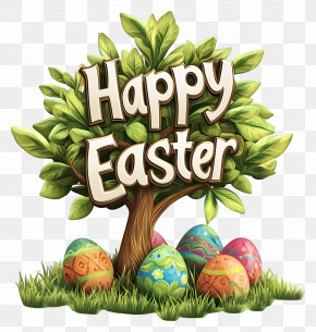 Easter Tree - Happy Easter Celebration Tree PNG