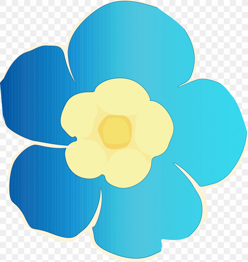 Blue Petal Yellow Turquoise Flower, PNG, 2839x3000px, Watercolor, Blue, Flower, Paint, Petal Download Free