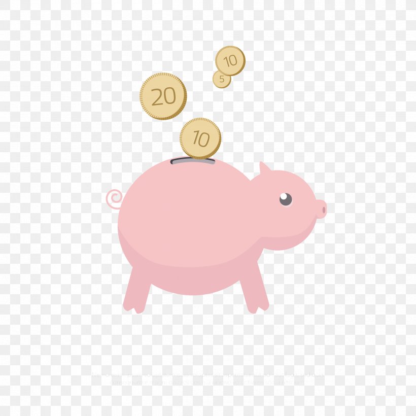 Domestic Pig Pink Piggy Bank, PNG, 2500x2500px, Domestic Pig, Artworks, Bank, Cartoon, Mammal Download Free
